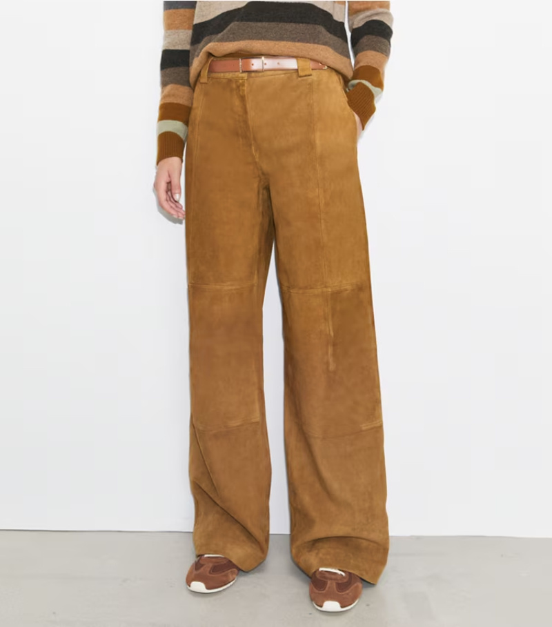 Tory Burch Suede Panelled Trousers In Gold