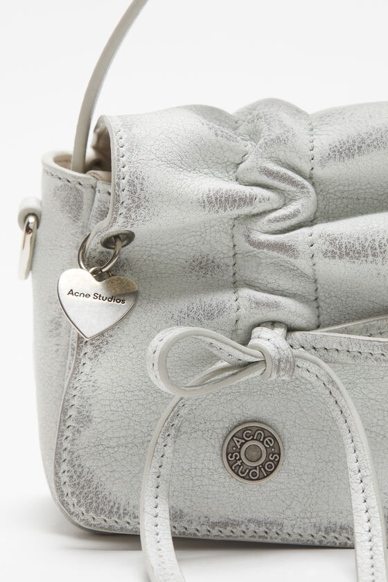 Acne Studios Multipocket Micro Vintage Grained-leather Top Handle Bag In Gray