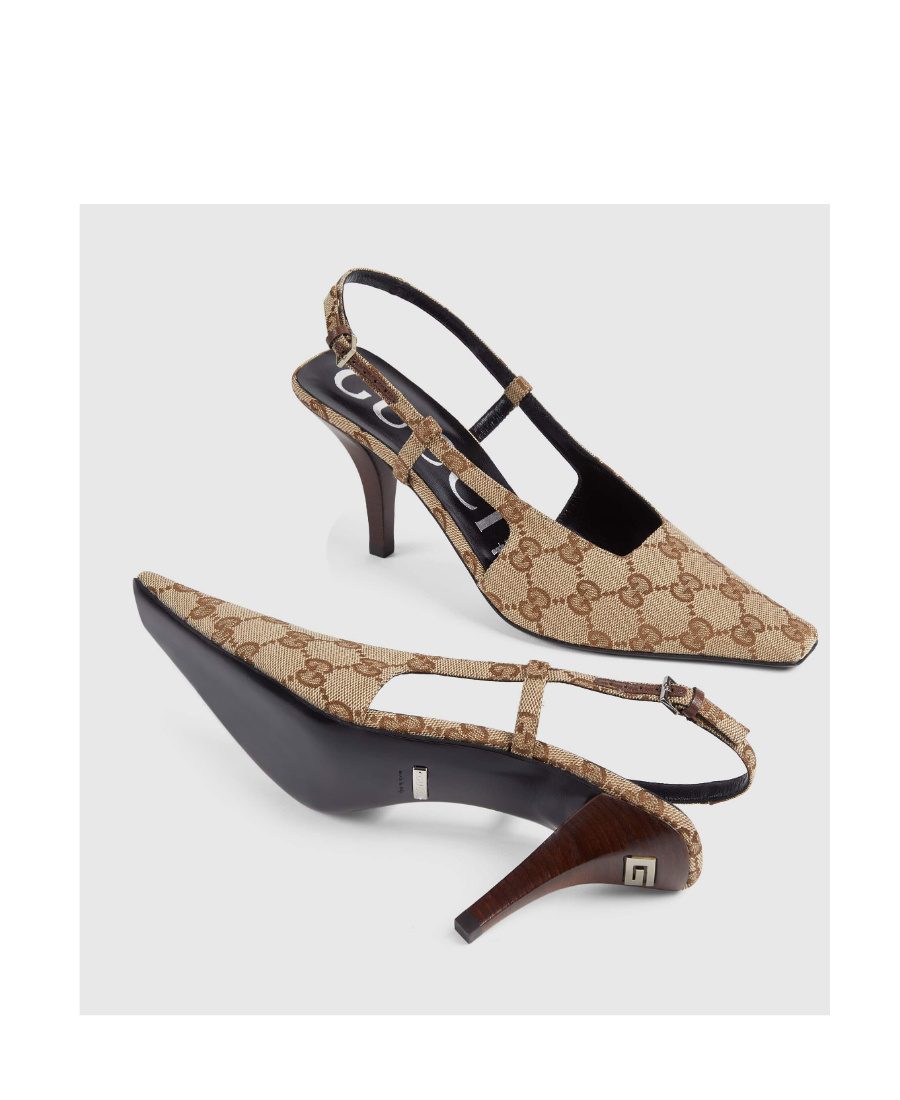 Gucci Womens Beige Ebony Monogram-canvas Demi Pumps In Brown