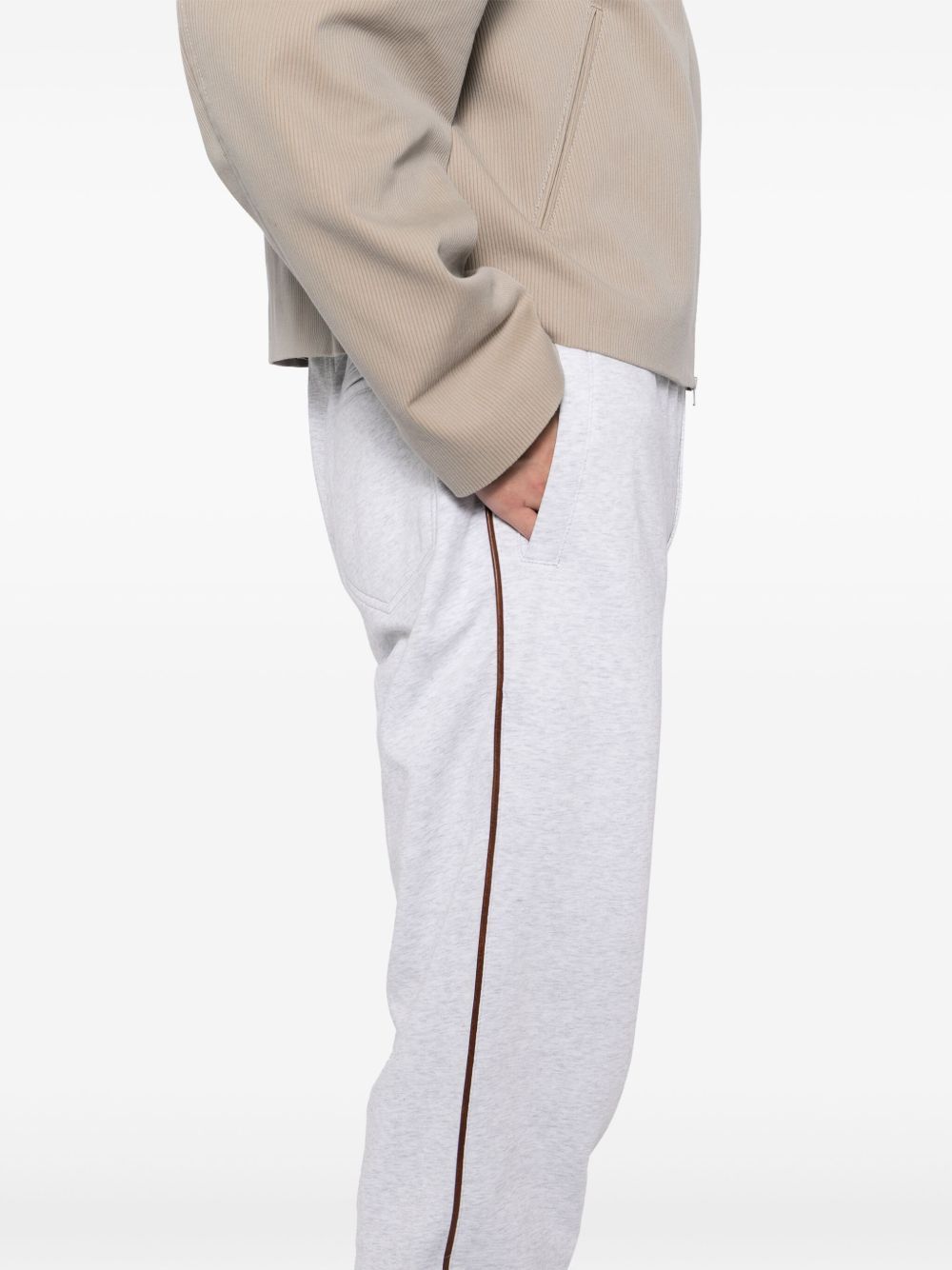 Brunello Cucinelli Cotton Sweatpants With Side Stripe Detail In Grey