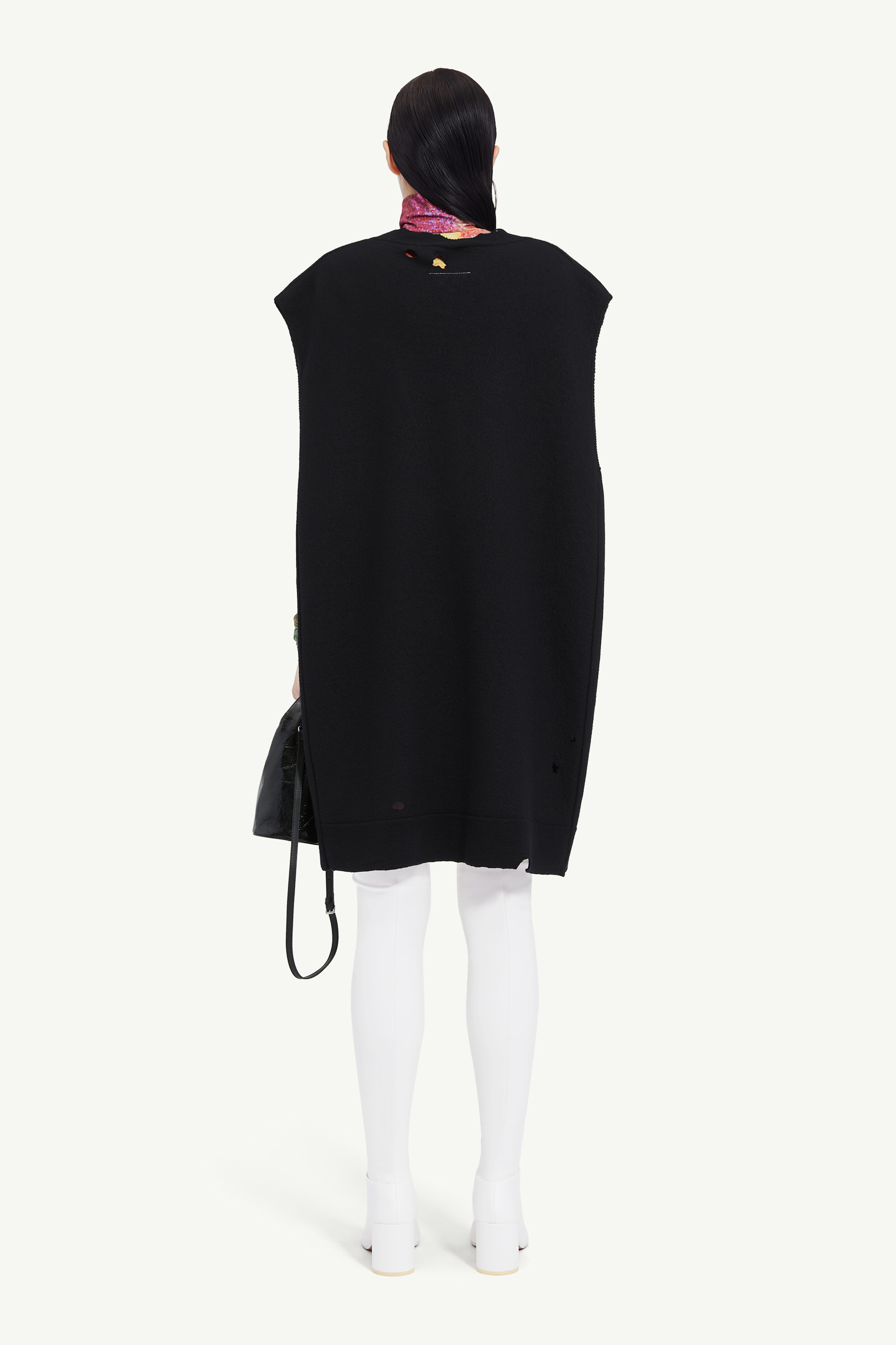Mm6 Maison Margiela Oversized V-neck Virgin-wool Vest In Black