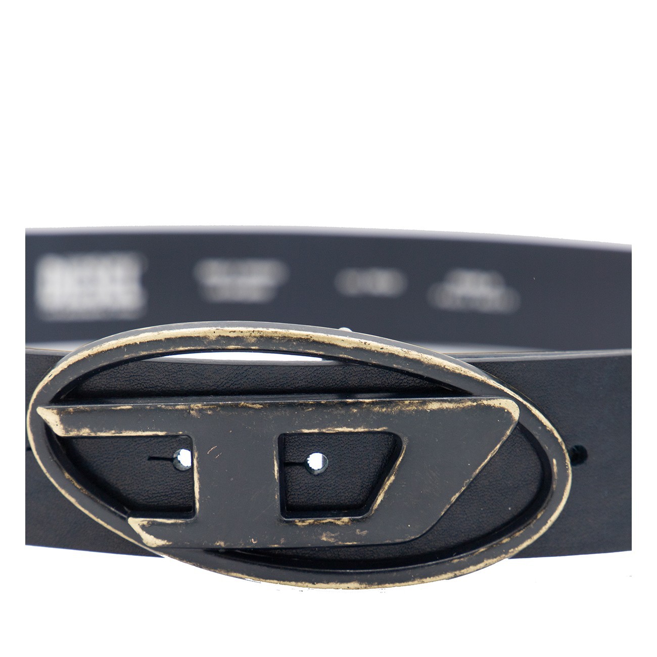 Diesel Oval D-buckle Leather Belt In Black