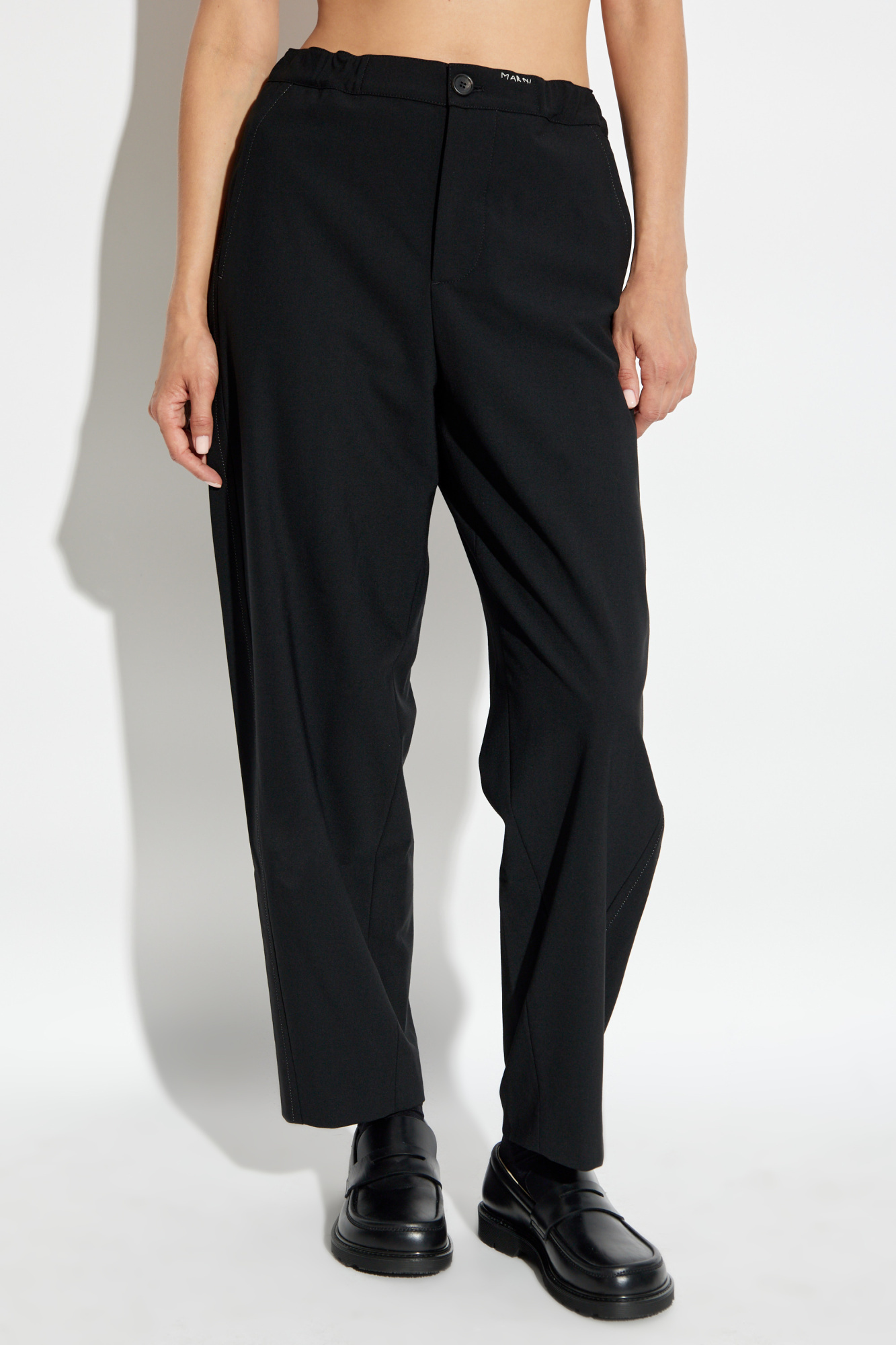 Marni Tropical Straight Wool Trousers In Black