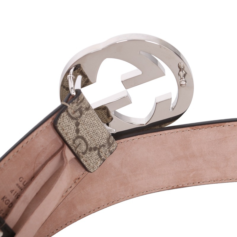 Gucci Gg Supreme Belt With G Buckle In Nude