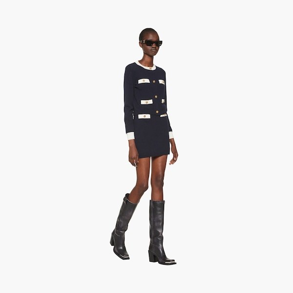 Miu Miu Two-tone Cashmere Cardigan In Blue