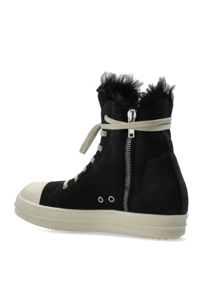 Rick Owens Shearling-lined Lace-up Sneakers In Black