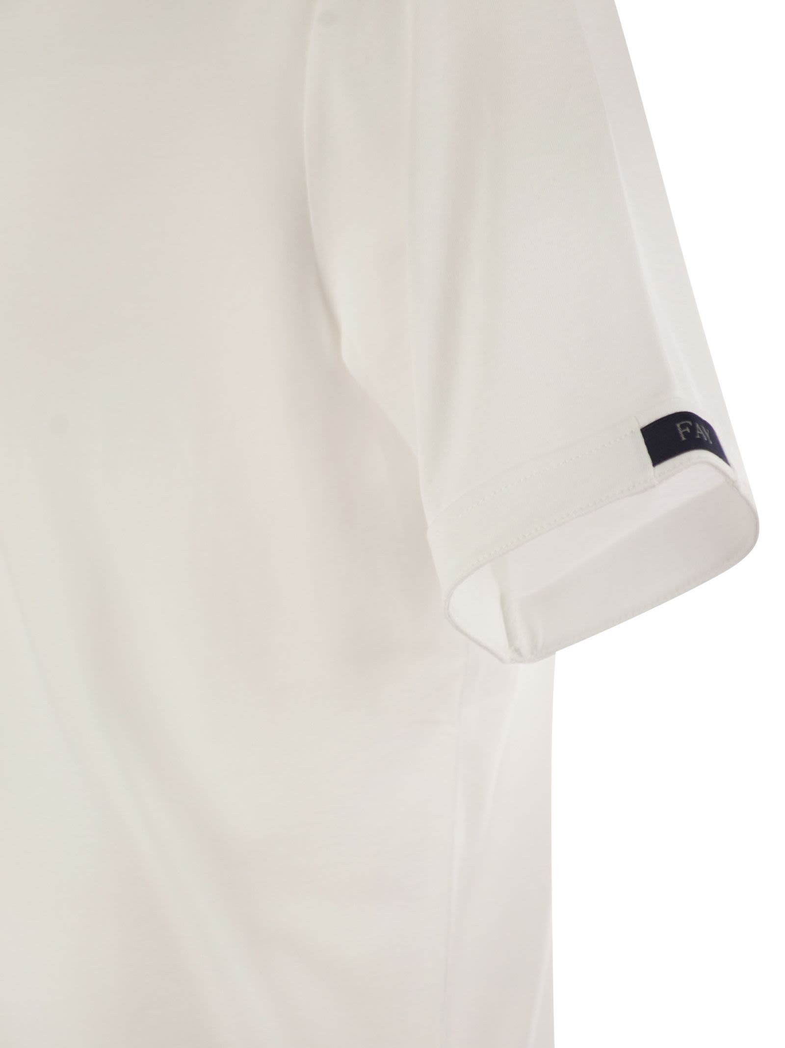 Fay Short Sleeved Cotton Polo Shirt In White