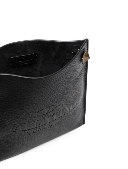 Valentino Logo-embossed Messenger Bag In Black