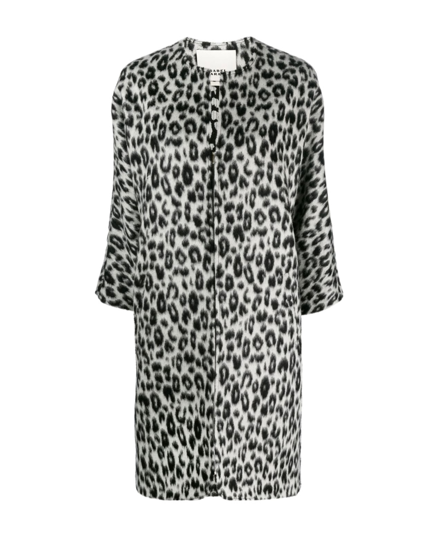 Isabel Marant Leopard-print Zip-up Coat In Black