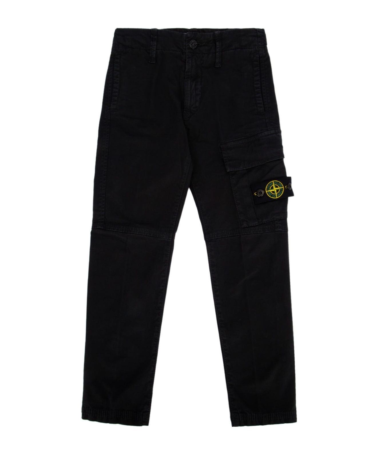 Stone Island Compass-badge Tapered Trousers In Black