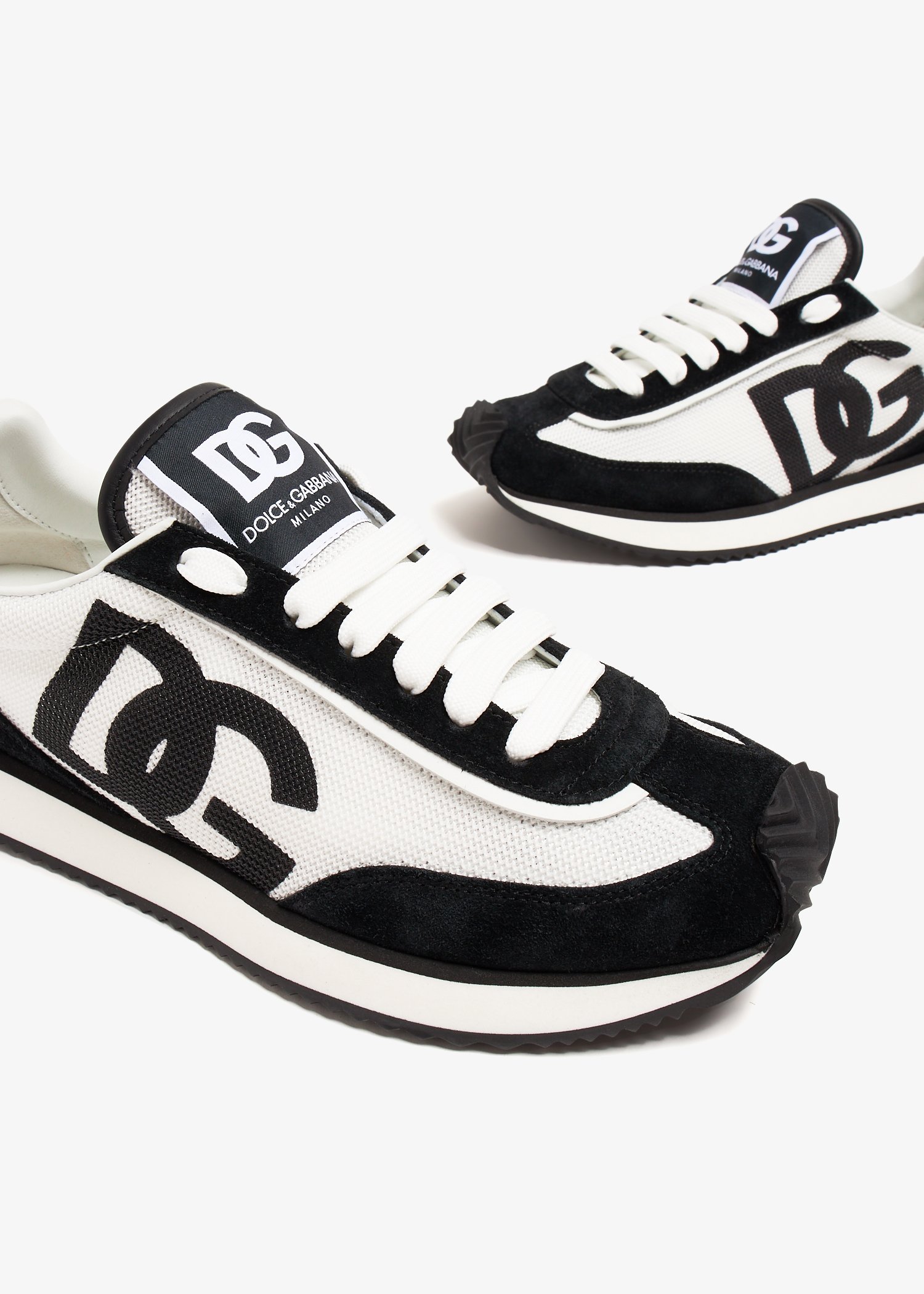 Dolce & Gabbana Multicolor Mesh And Split Leather Cushion Sneakers In Black