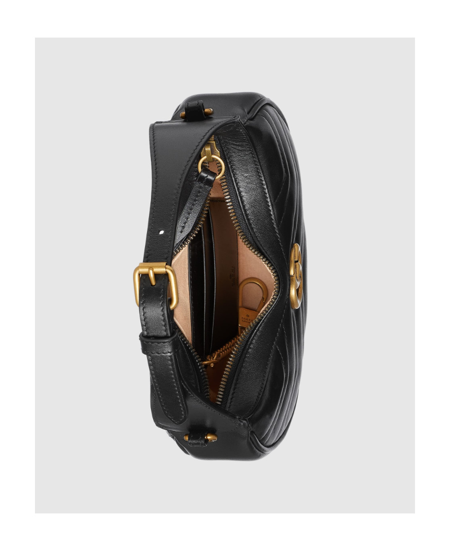 Gucci Gg Marmont Small Patent Shoulder Bag In Black