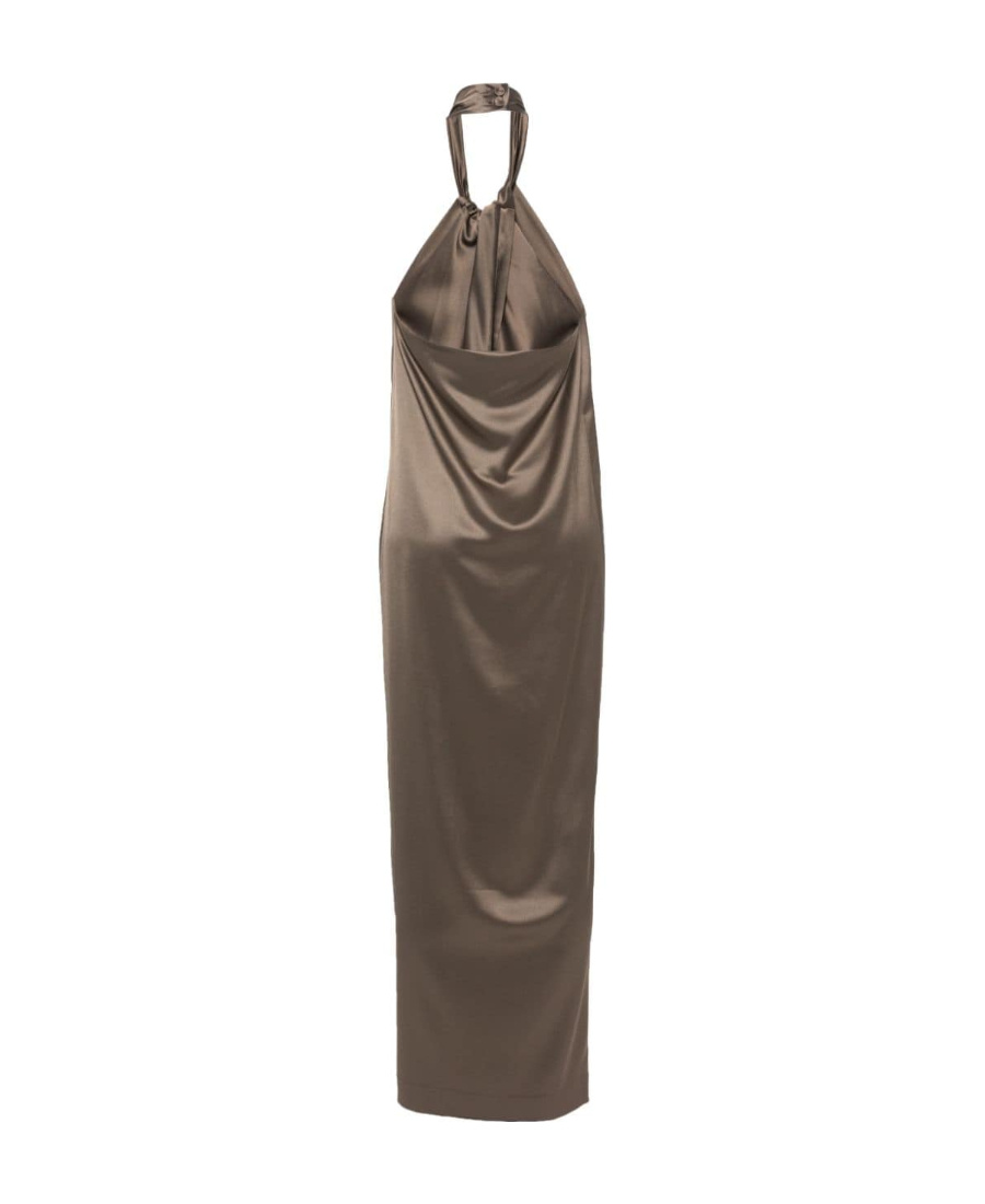 NANUSHKA ELIMA SATIN HALTERNECK DRESS