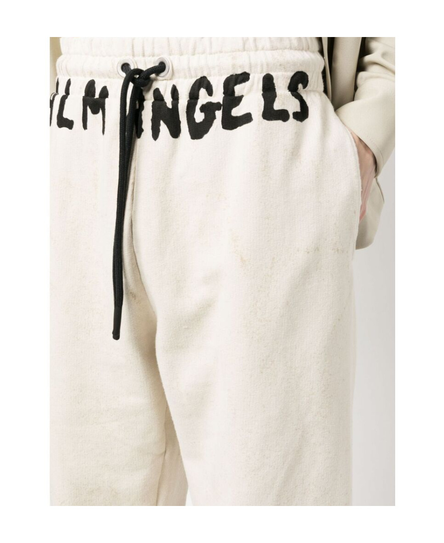 Palm Angels Logo-print Cotton Track Pants In White
