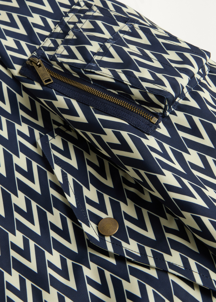 Valentino Toute La V Print Bomber Jacket In Navy Blue/cream