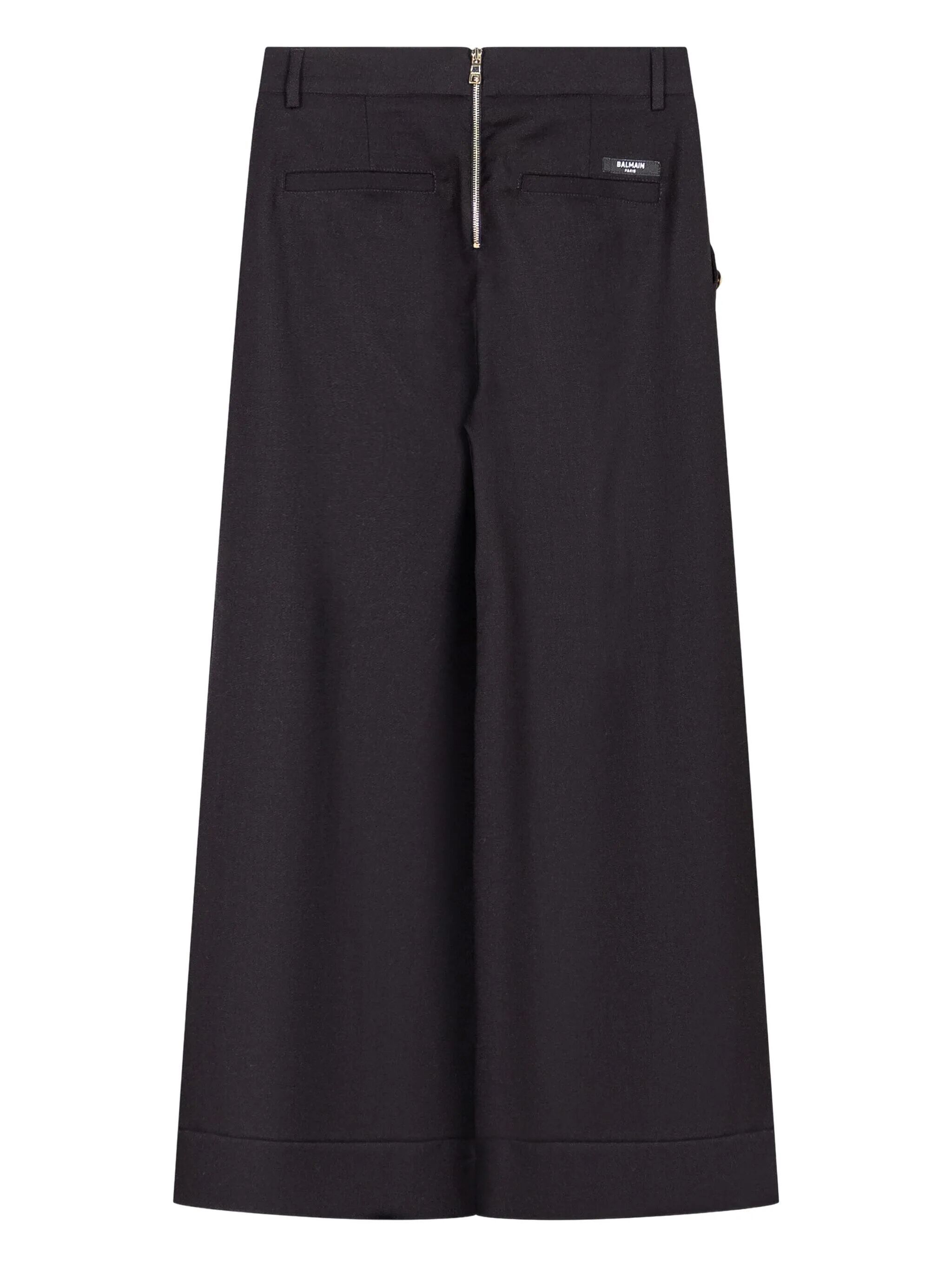 Balmain Gold-button Pleated Trousers In Black