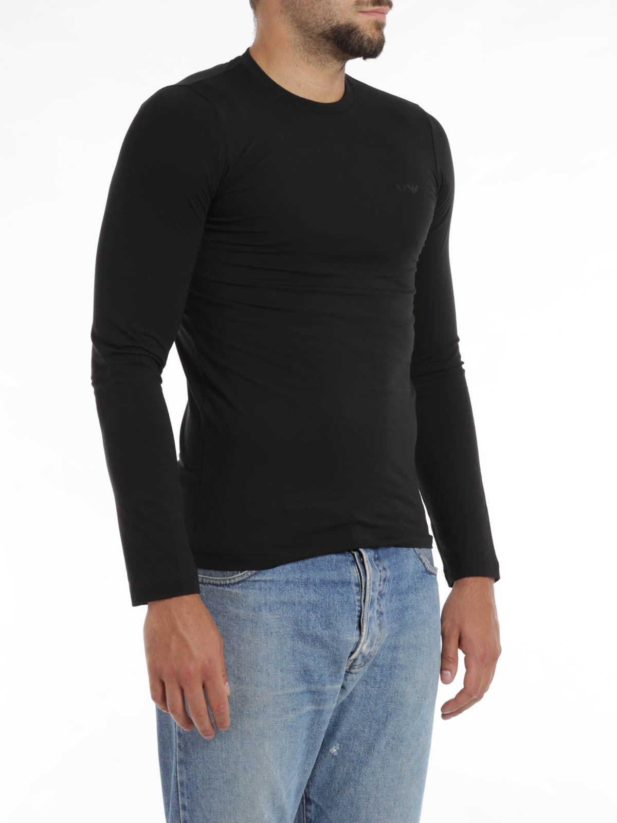 ARMANI JEANS ROUND COLLAR AND LONG-SLEEVED T-SHIRT