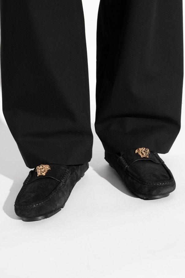 Versace Medusa-plaque Loafers In Blue