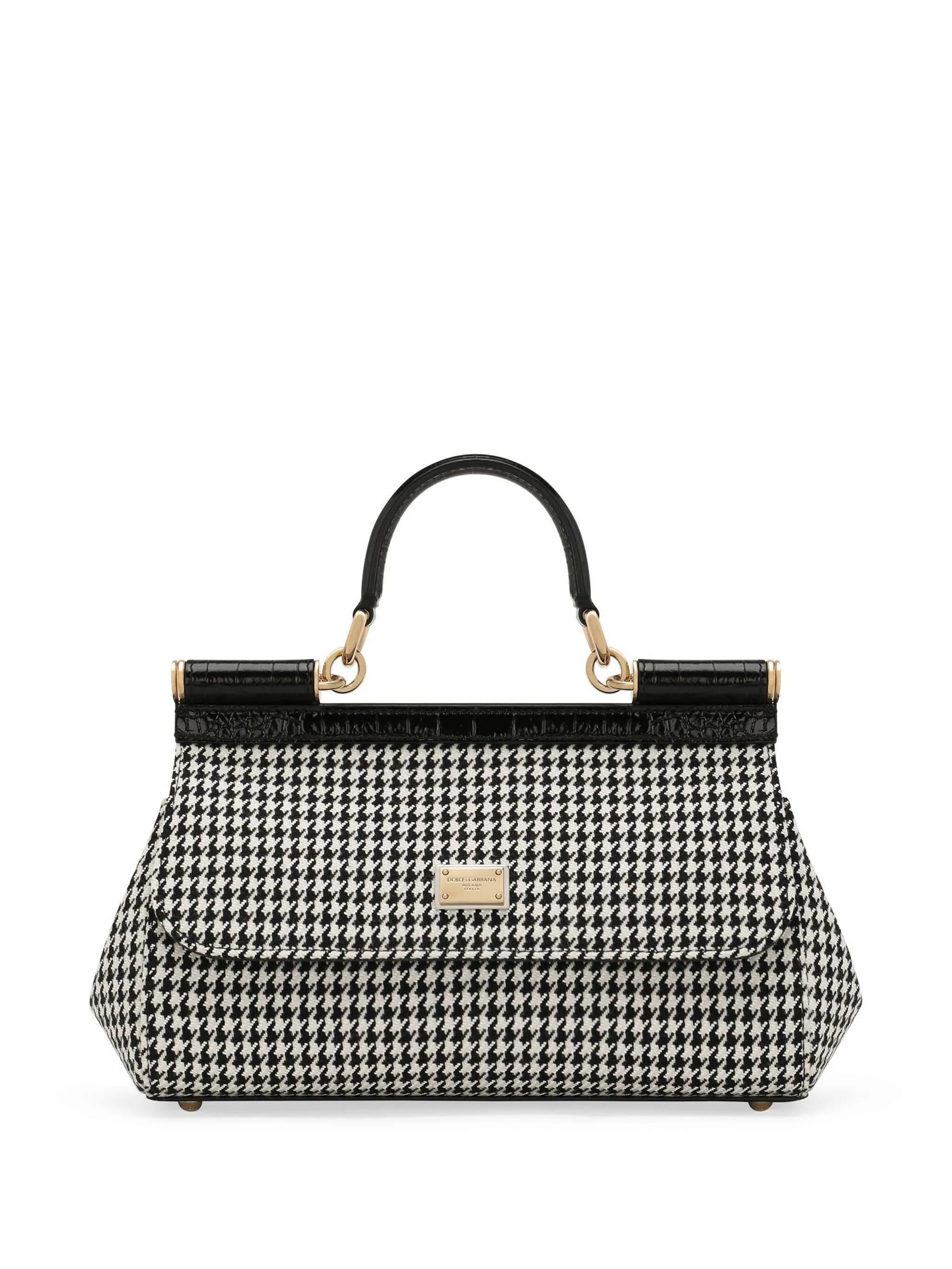 Dolce & Gabbana Elongated Medium Sicily Handbag In Black And White