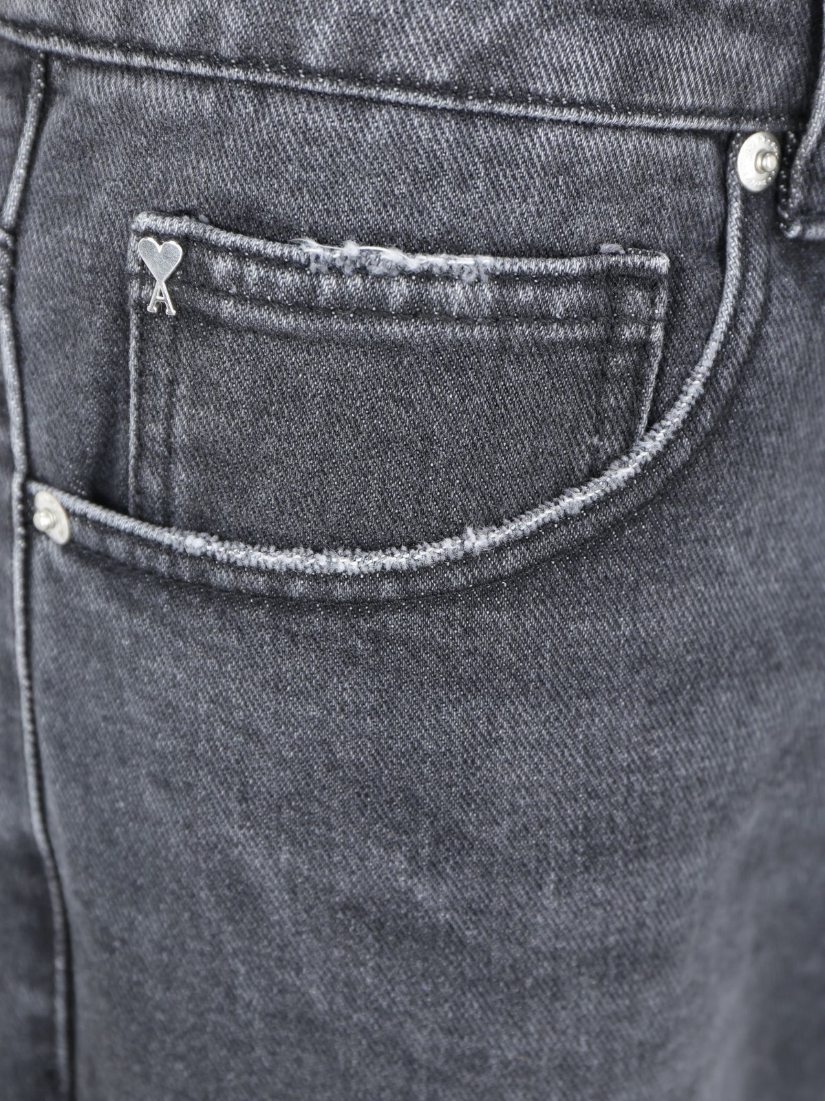 Ami Alexandre Mattiussi Ami Paris Belt-looped Mid-rise Jeans In Gray