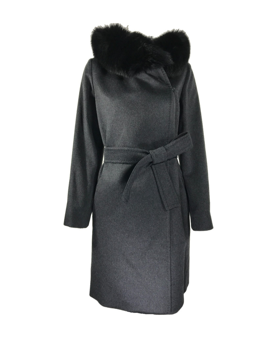 Max Mara Long-sleeved Lace-up Coat In Black