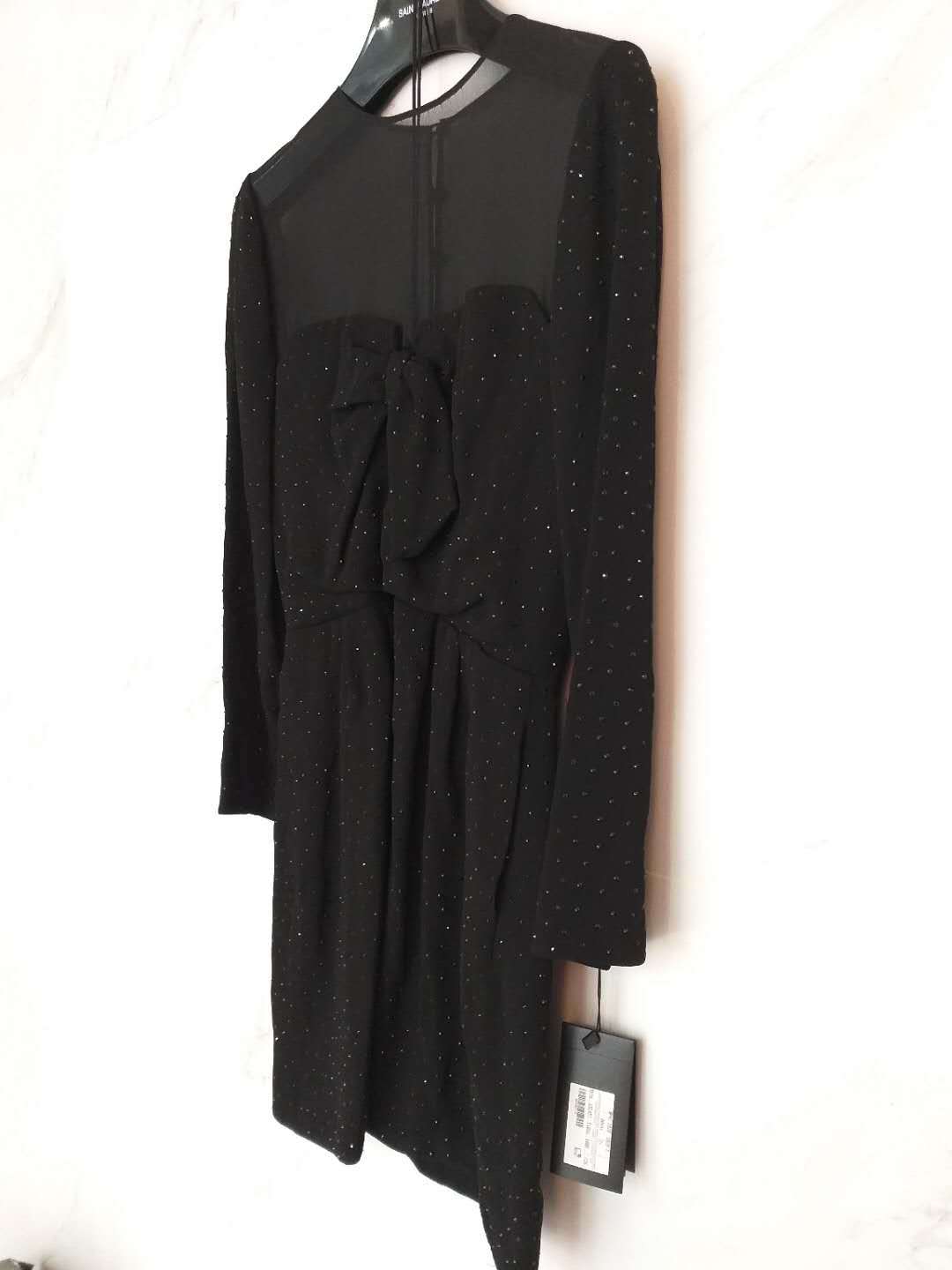 Saint Laurent Short Crystal-embellished Dress In Black