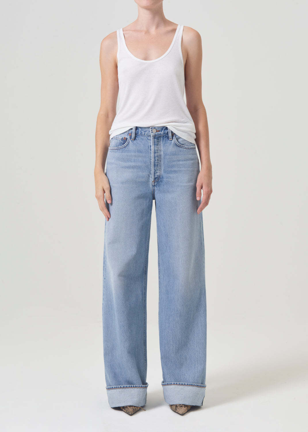 Agolde Dame Wide Leg Jeans In Blue