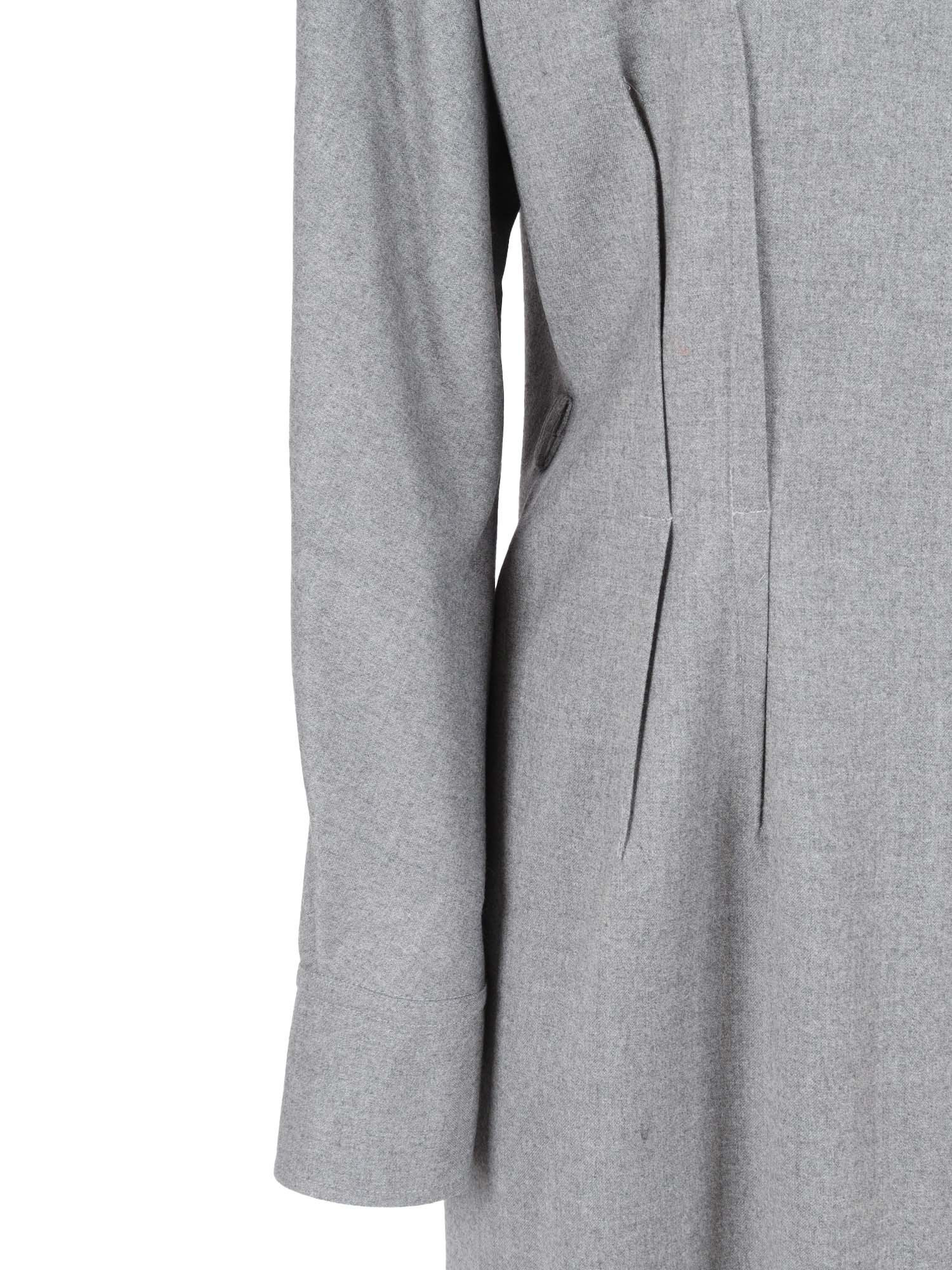 Antonelli Knee-length Tailored Dress With Classic Collar And Structured Pleats In Gray