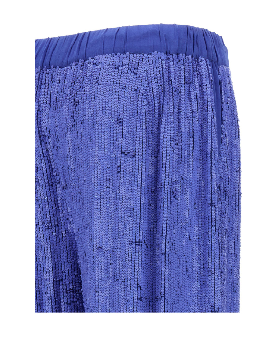 P.a.r.o.s.h . Wide-leg Trousers With Shimmering Sequin Detailing In Blue