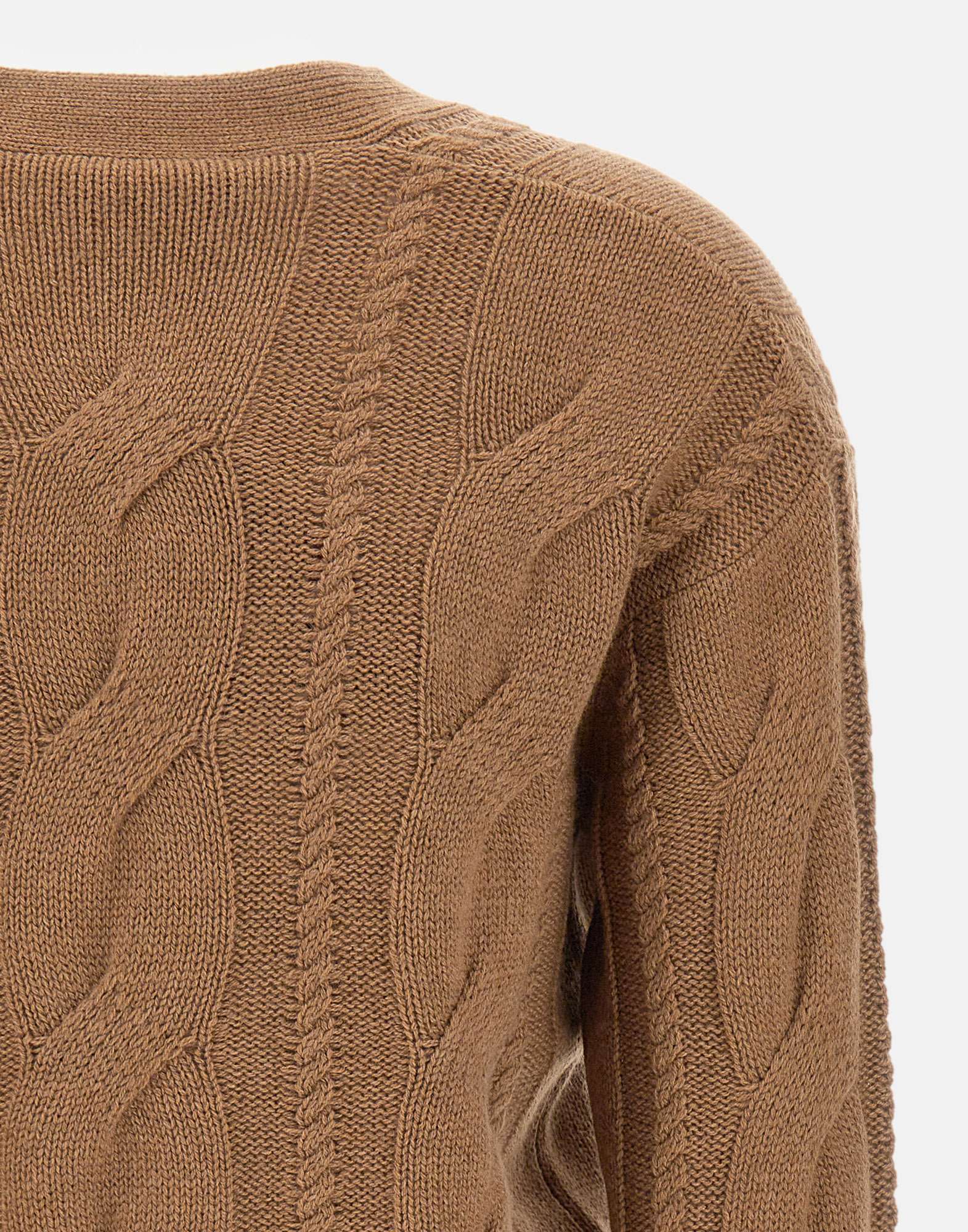 Max Mara Aladino Cable-knit Buttoned Cardigan In Brown
