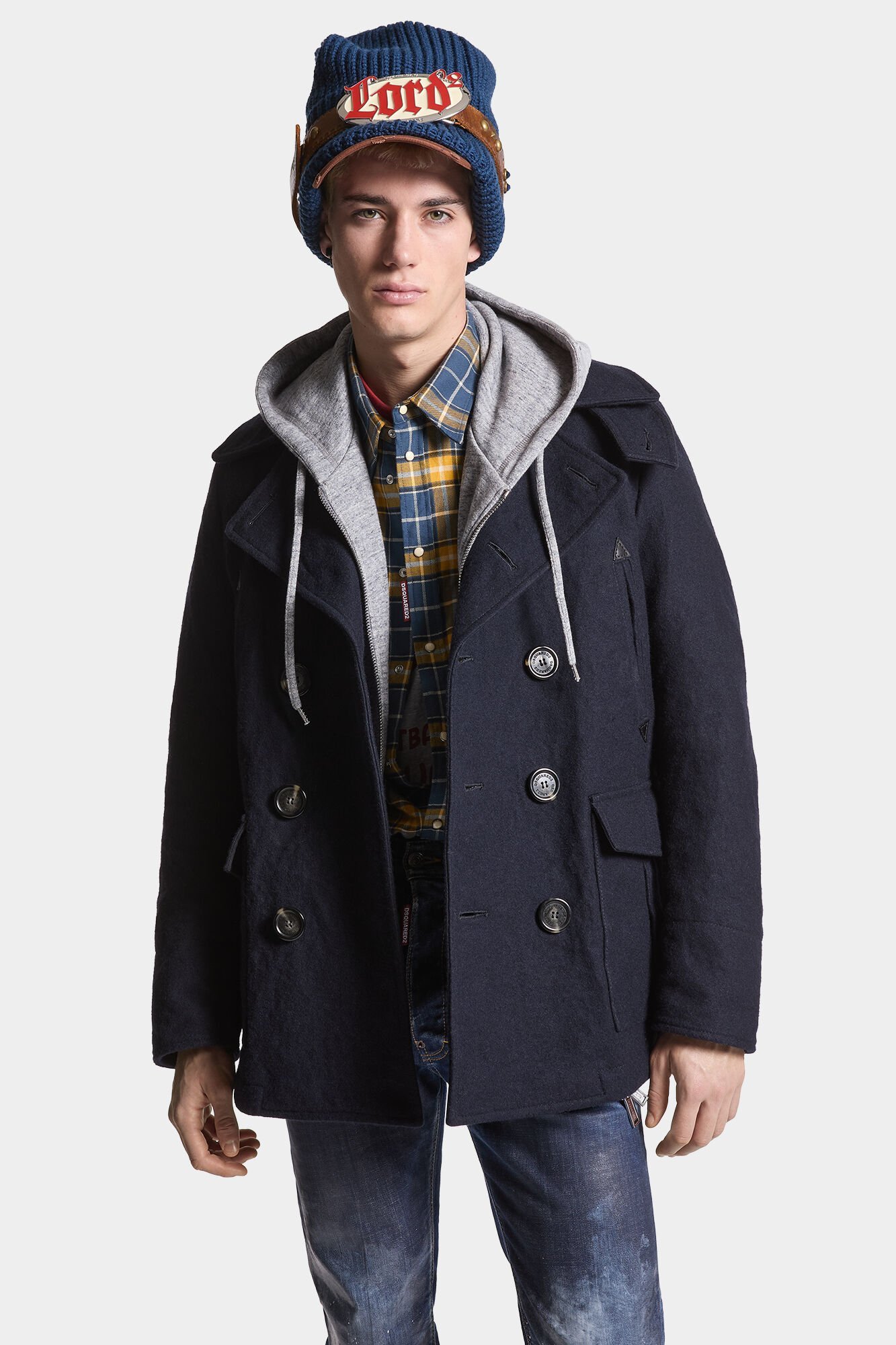 Dsquared2 Double-breasted Short Coat In Black
