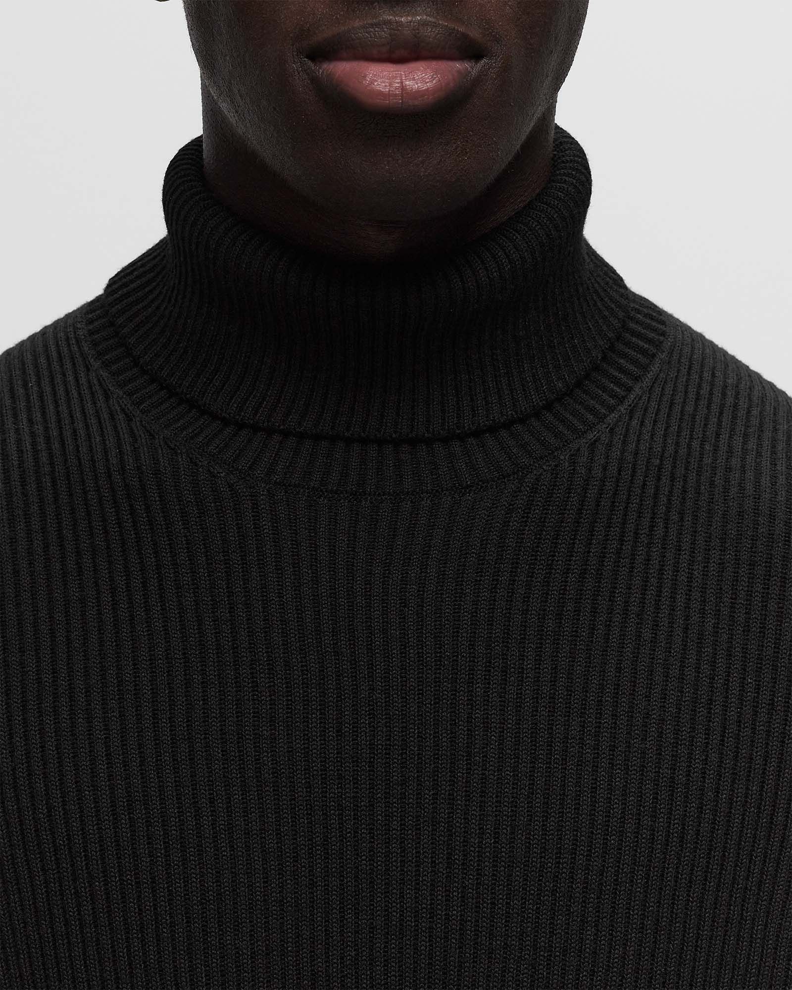 Stone Island Black 505a2 Winter Cotton Turtleneck In Black