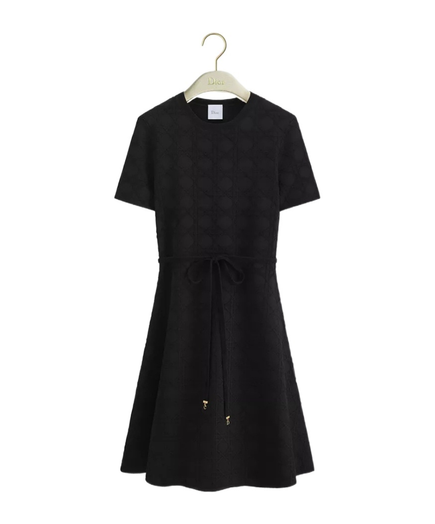 Dior Short Flared Cannage Dress In Black
