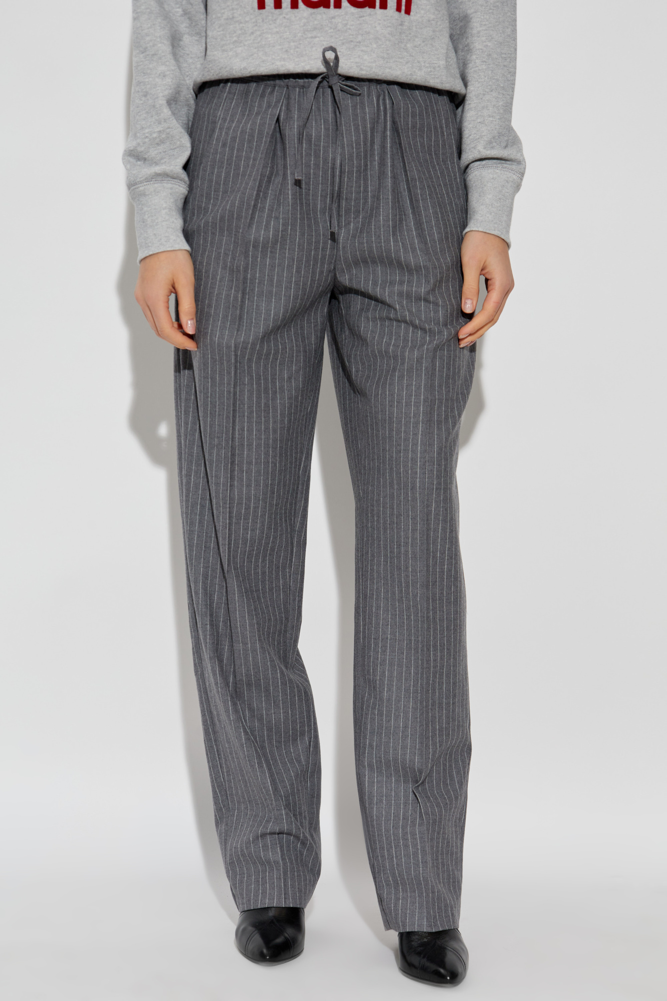 Isabel Marant Striped Casual Pants In Black