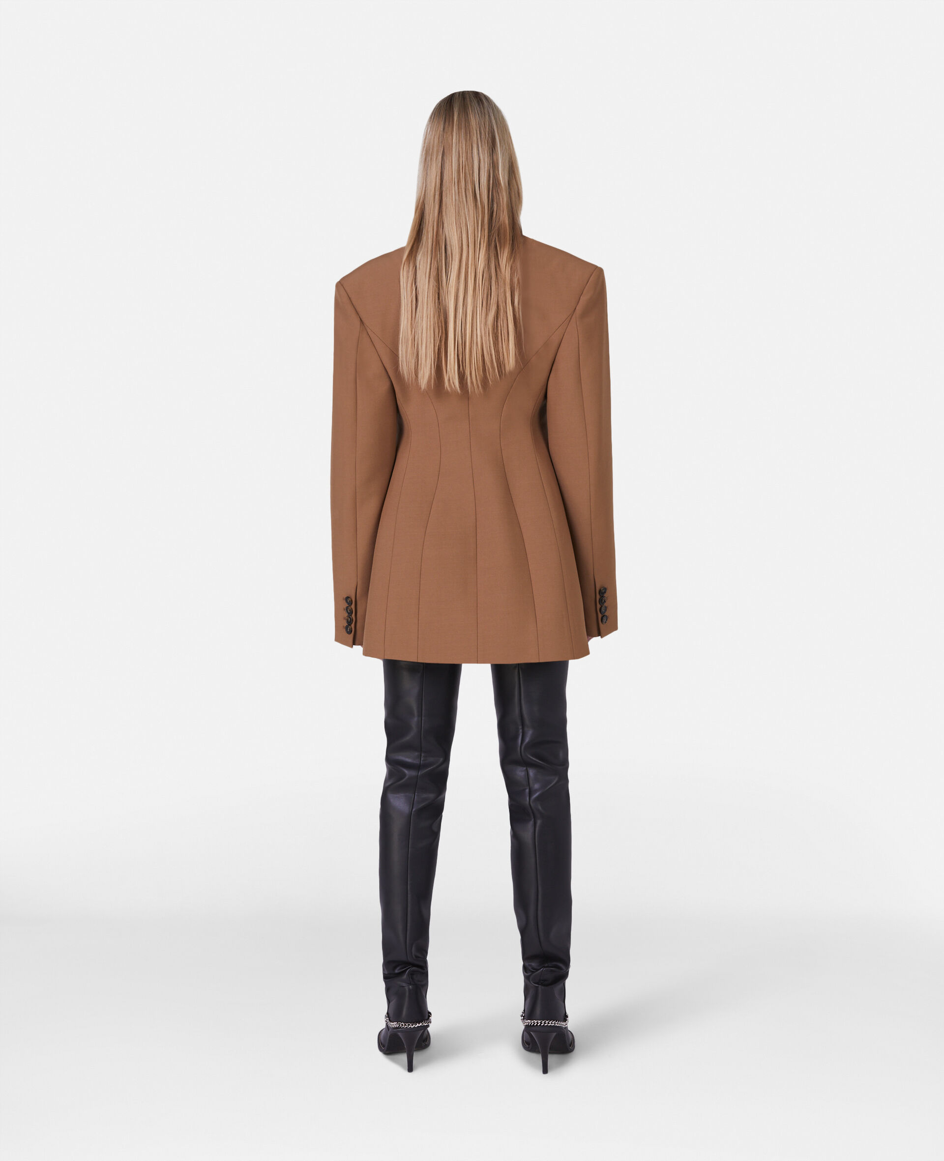 Stella Mccartney Long-sleeved Wool Suit Jacket In Brown
