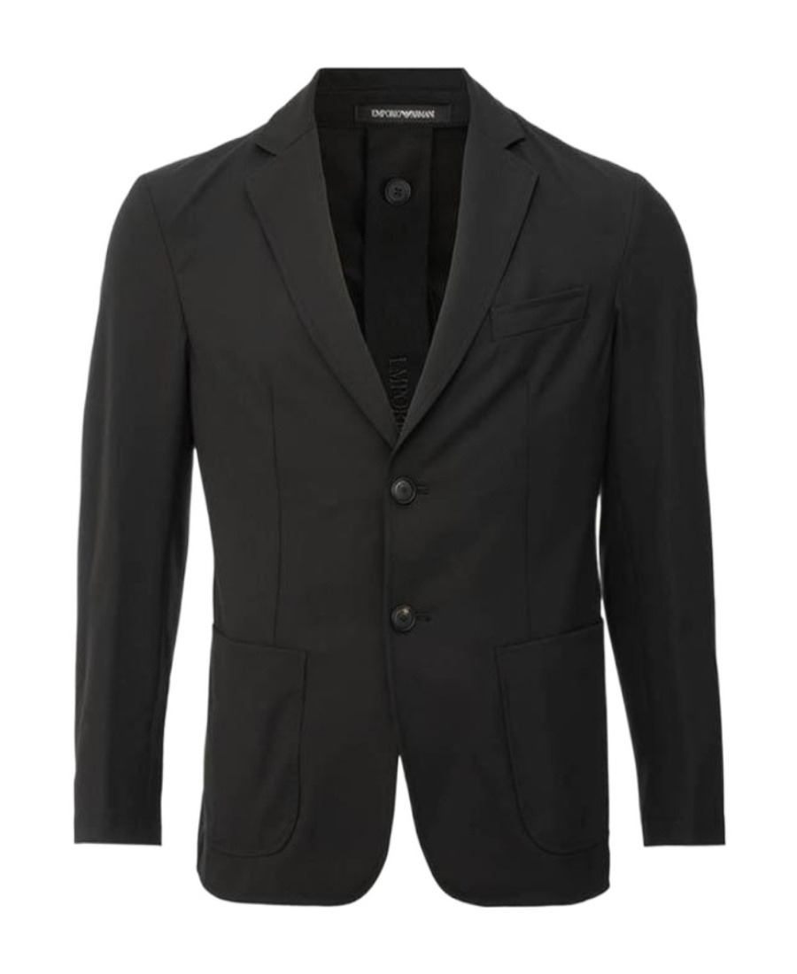 Emporio Armani Lapel Long-sleeved Suit Jacket In Black