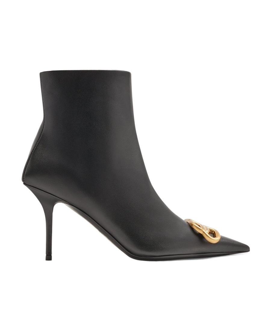 Balenciaga Black Leather Square Knife Ankle Boots In Black