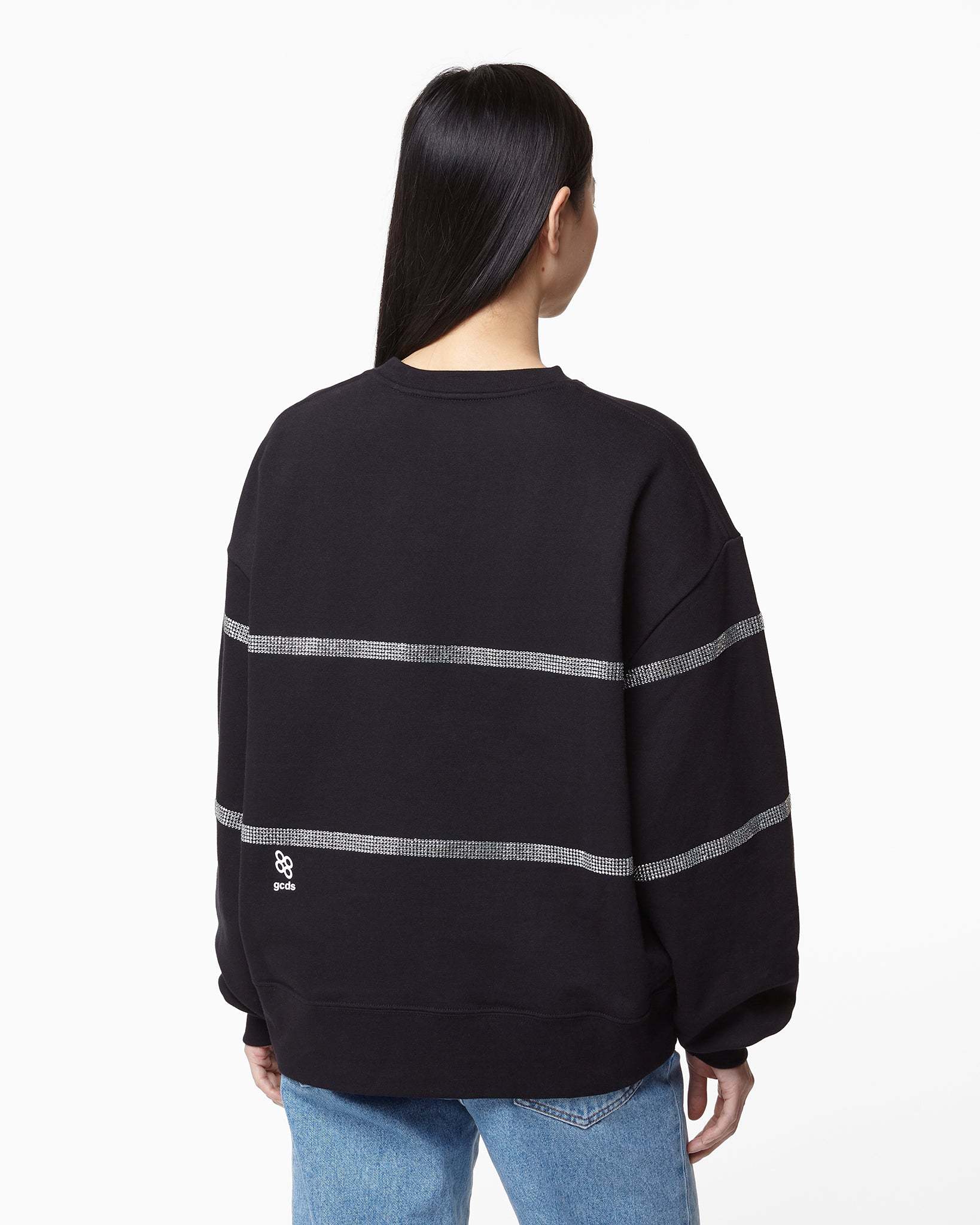Gcds Cotton Sweatshirt With Frontal Logo Patch In Black