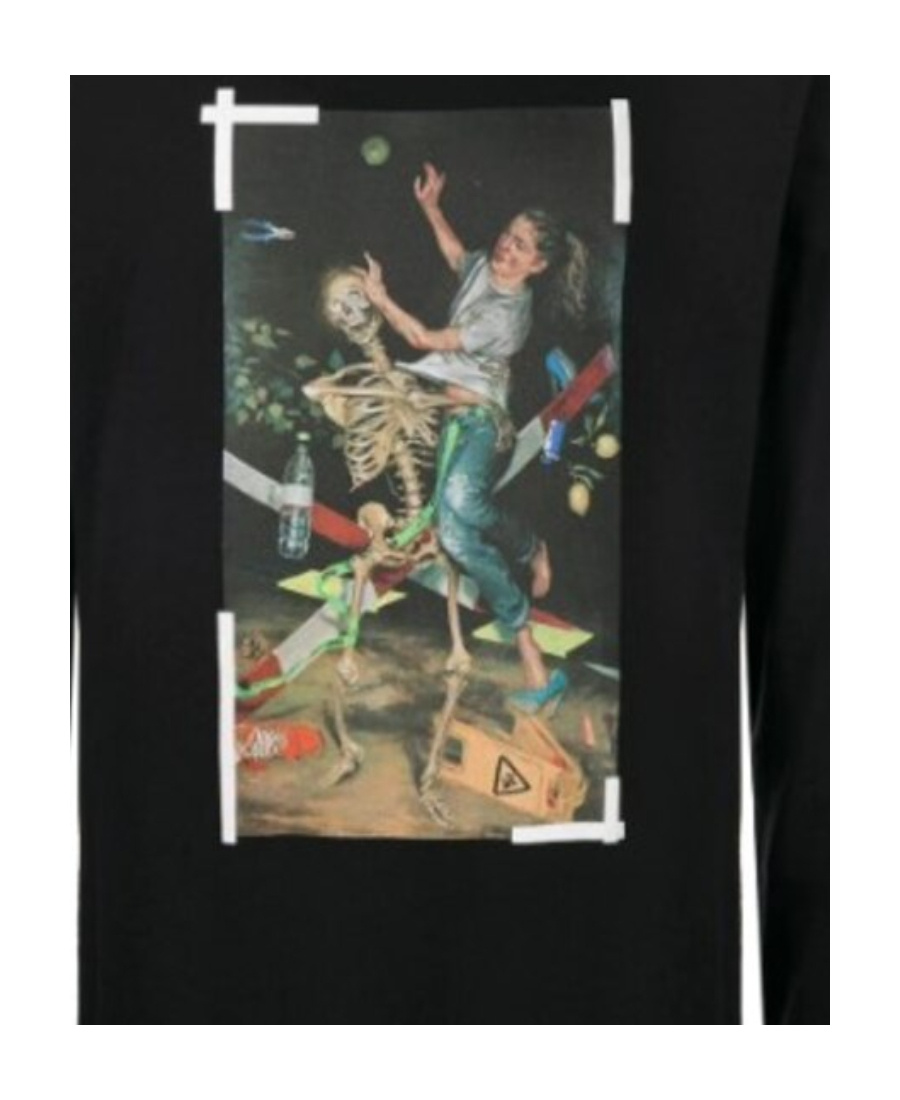 Off-white Pascal Long-sleeved Printed T-shirt In Black