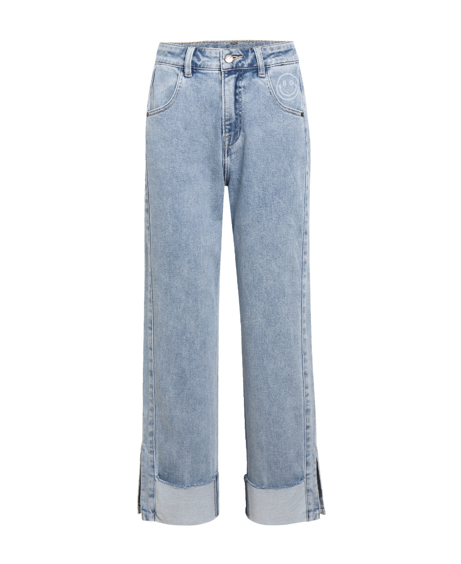 LIUREGALI STRAIGHT JEANS WITH SMILEY FACE AND CRIMPED RIM 