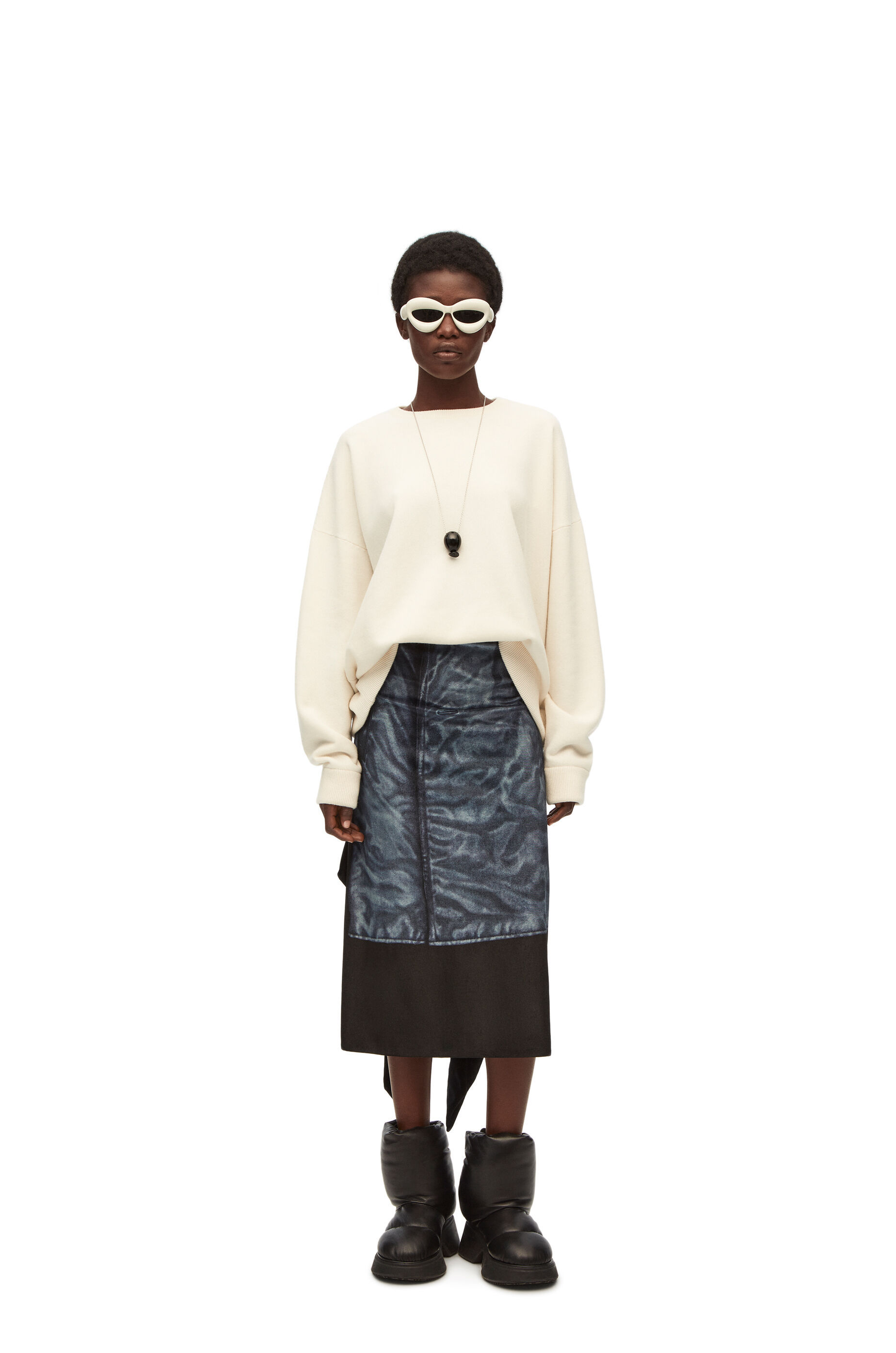 Loewe Embroidered Wool Sweater In White