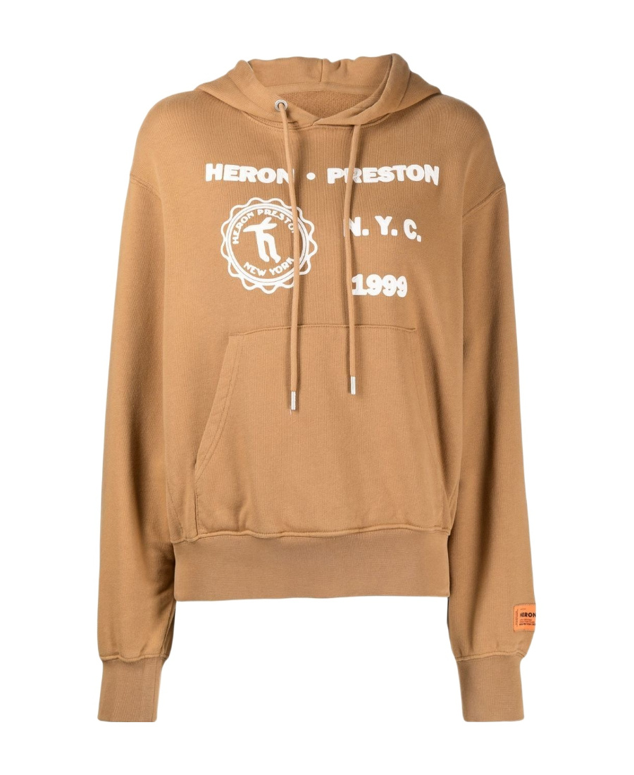 Heron Preston Medieval Heron-print Cotton Hoodie In Nude