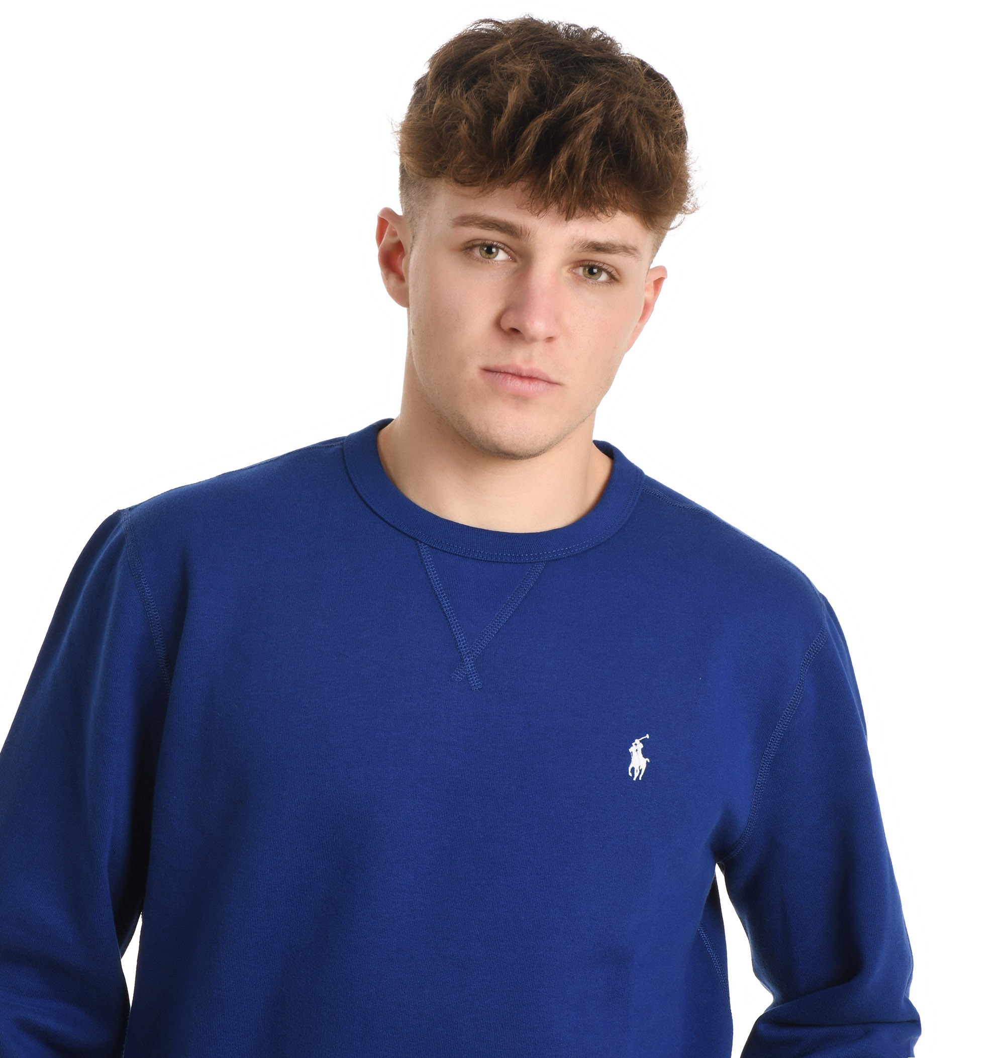 Shop Polo Ralph Lauren Embroidered Logo Jumper In Blue