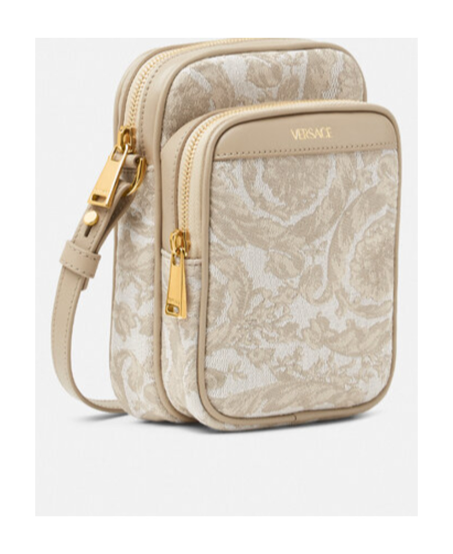 Versace Barocco Athena Zip-up Crossbody Bag In Nude