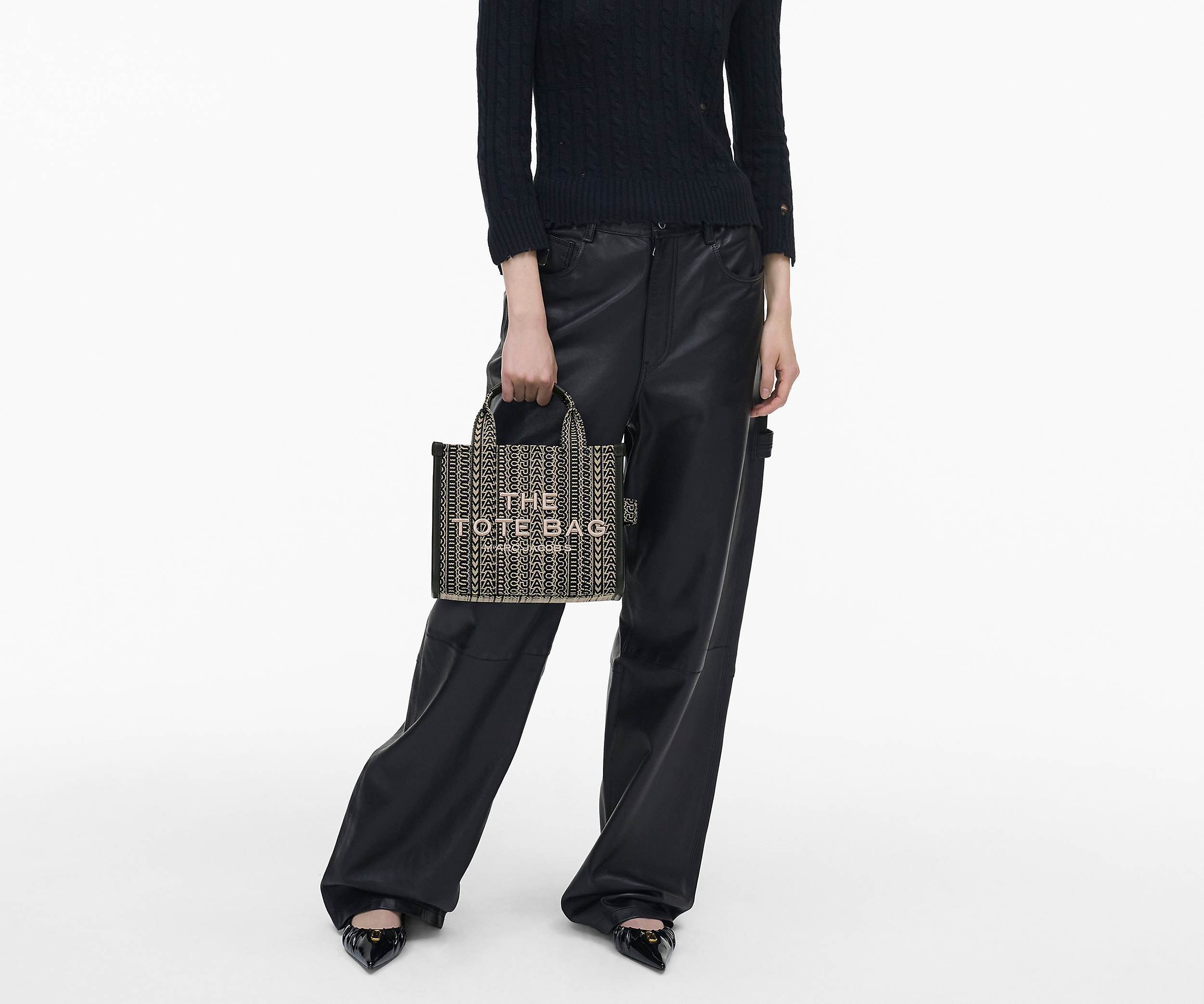 Marc Jacobs The Monogram Jacquard Small Tote Bag In Black