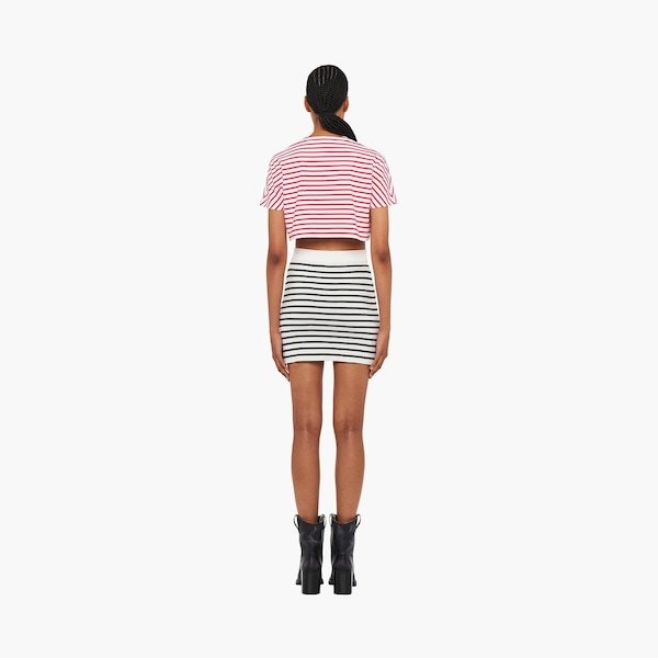 Miu Miu Striped Cropped T-shirt In White