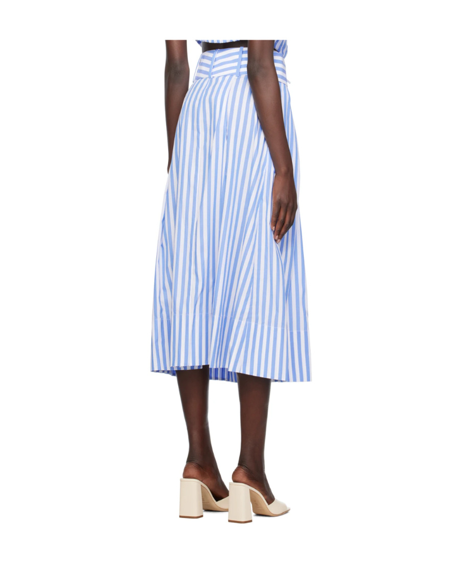 STAUD KINGSLEY STRIPED COTTON MIDI SKIRT
