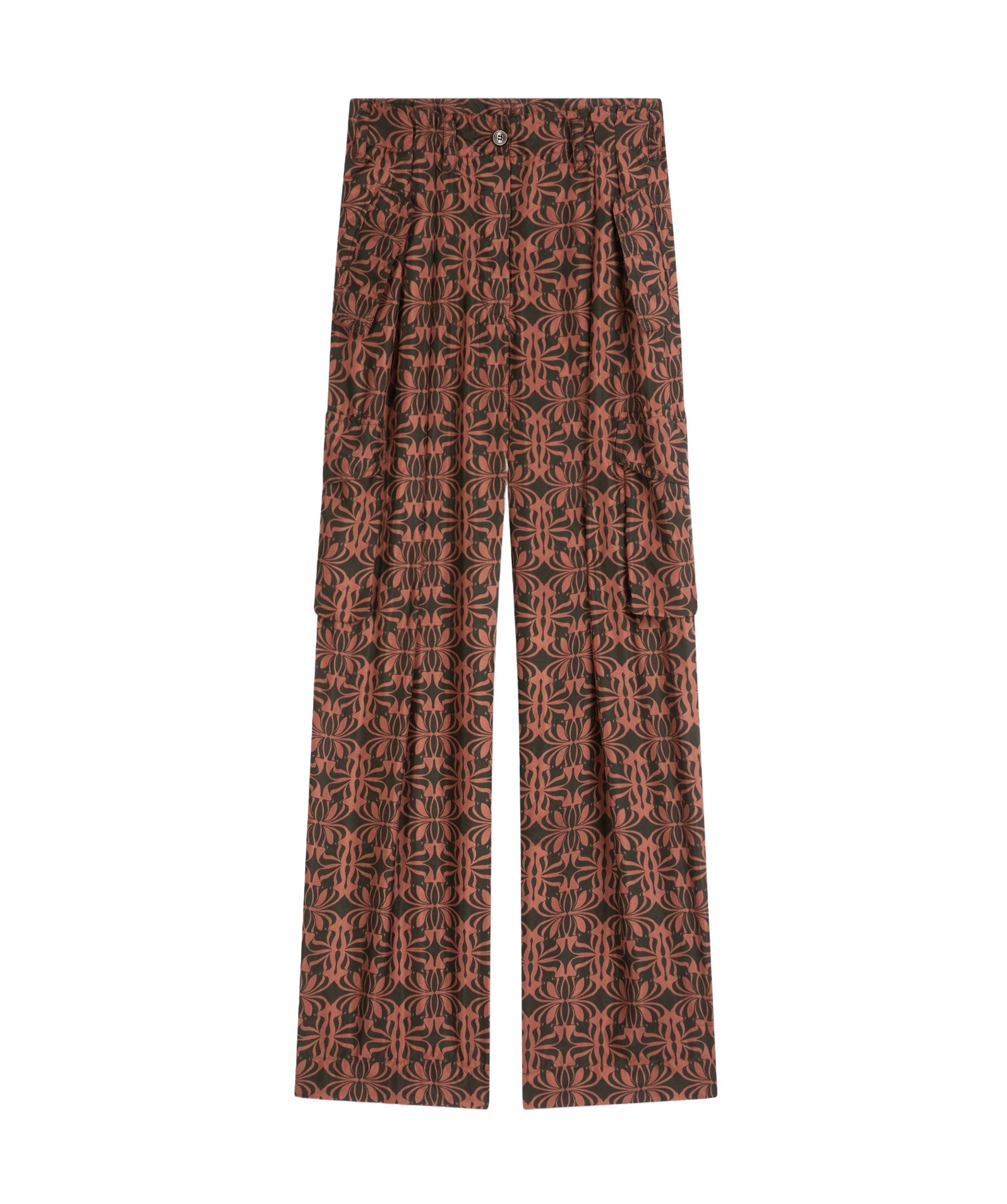 Shop Dries Van Noten Pattern Printed Satin Cargo Pants In Brown