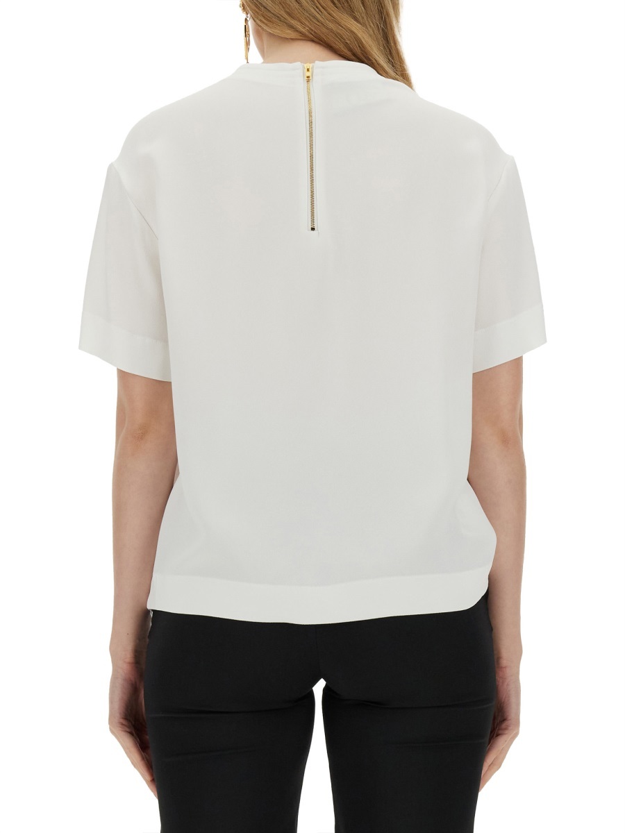 Moschino Enver Satin Blouse Still Life With Heart In White