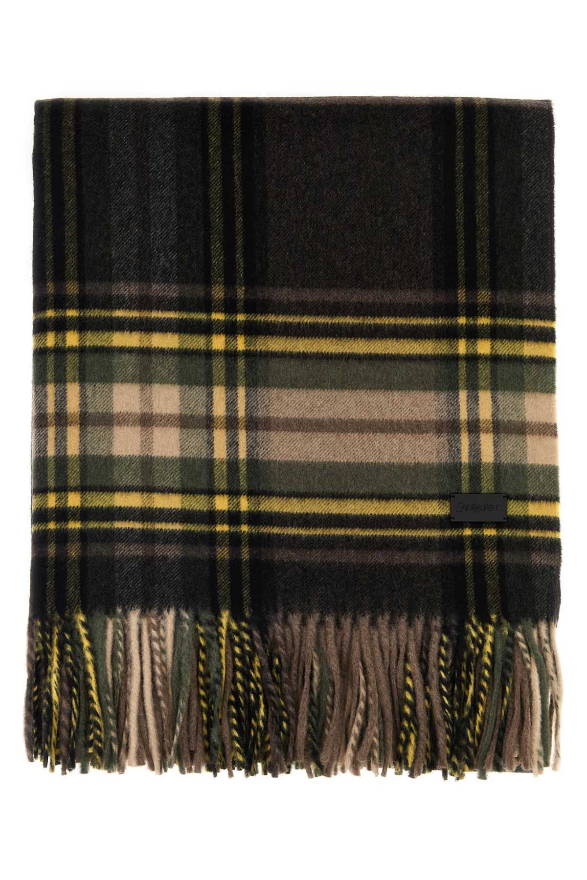 Saint Laurent Tassel Scarf In Brown